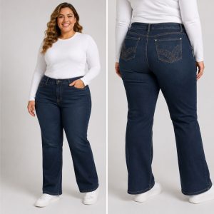 Jeans Faded Glory Recto Súper Elastizado Perlitas En Bolsillo