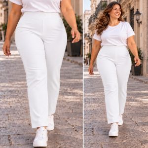 Pantalón Strech Americano De Pretina Simple Blanco