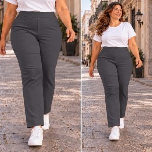 Pantalón Strech Pull On Americano De Pretina Simple Gris