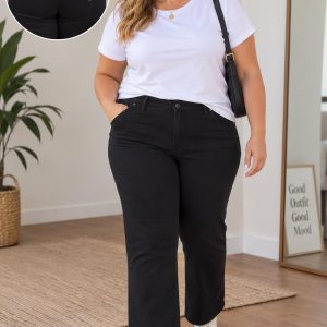 Jeans Negro Faded Glory Recto Súper Elastizado Perlitas En Bolsillo