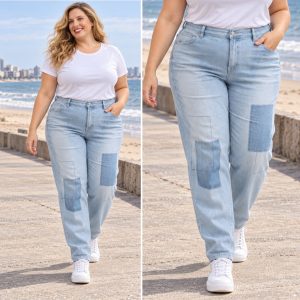 Jeans Americano Boy Friend Simulación Parche
