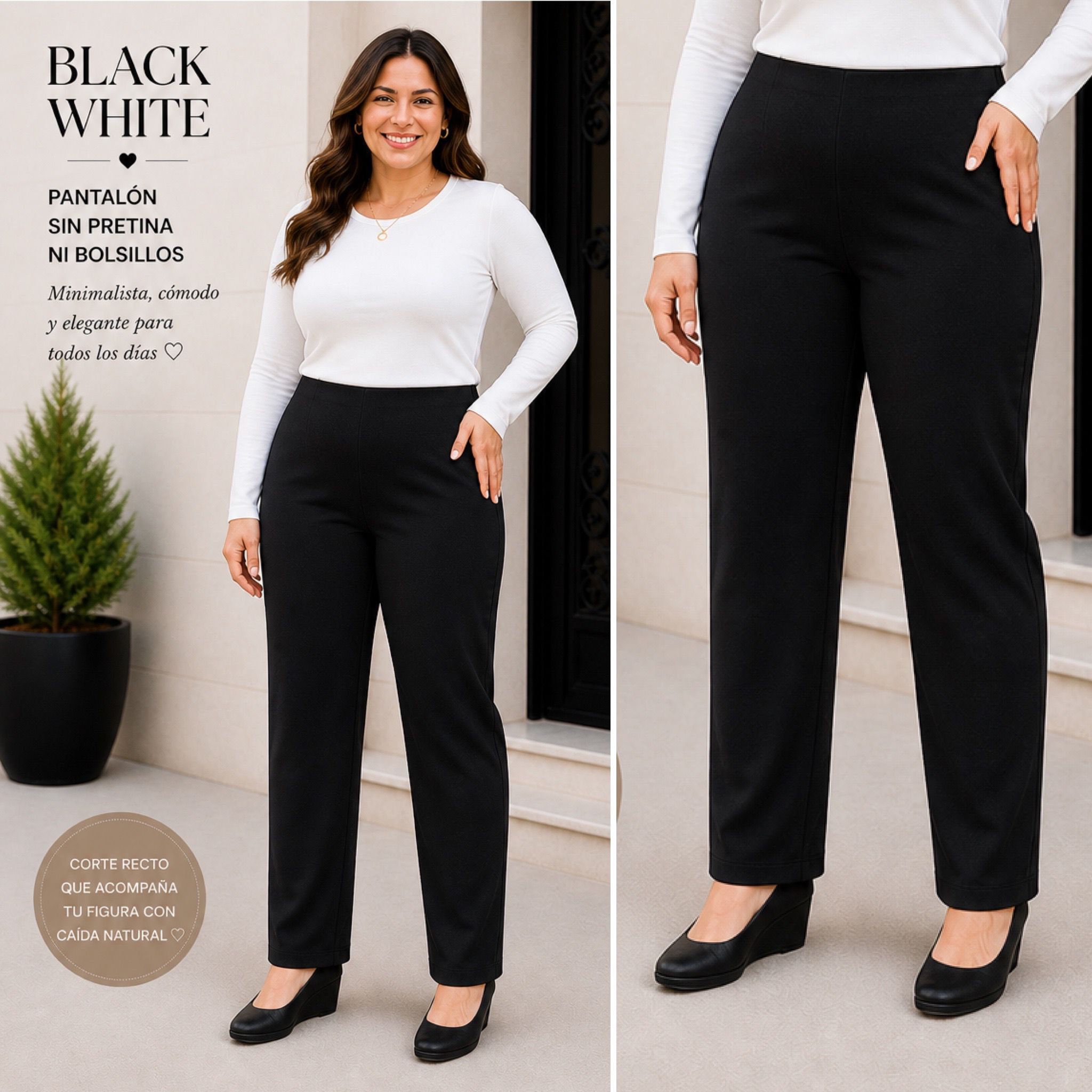 Pantalón sin pretina ni bolsillos